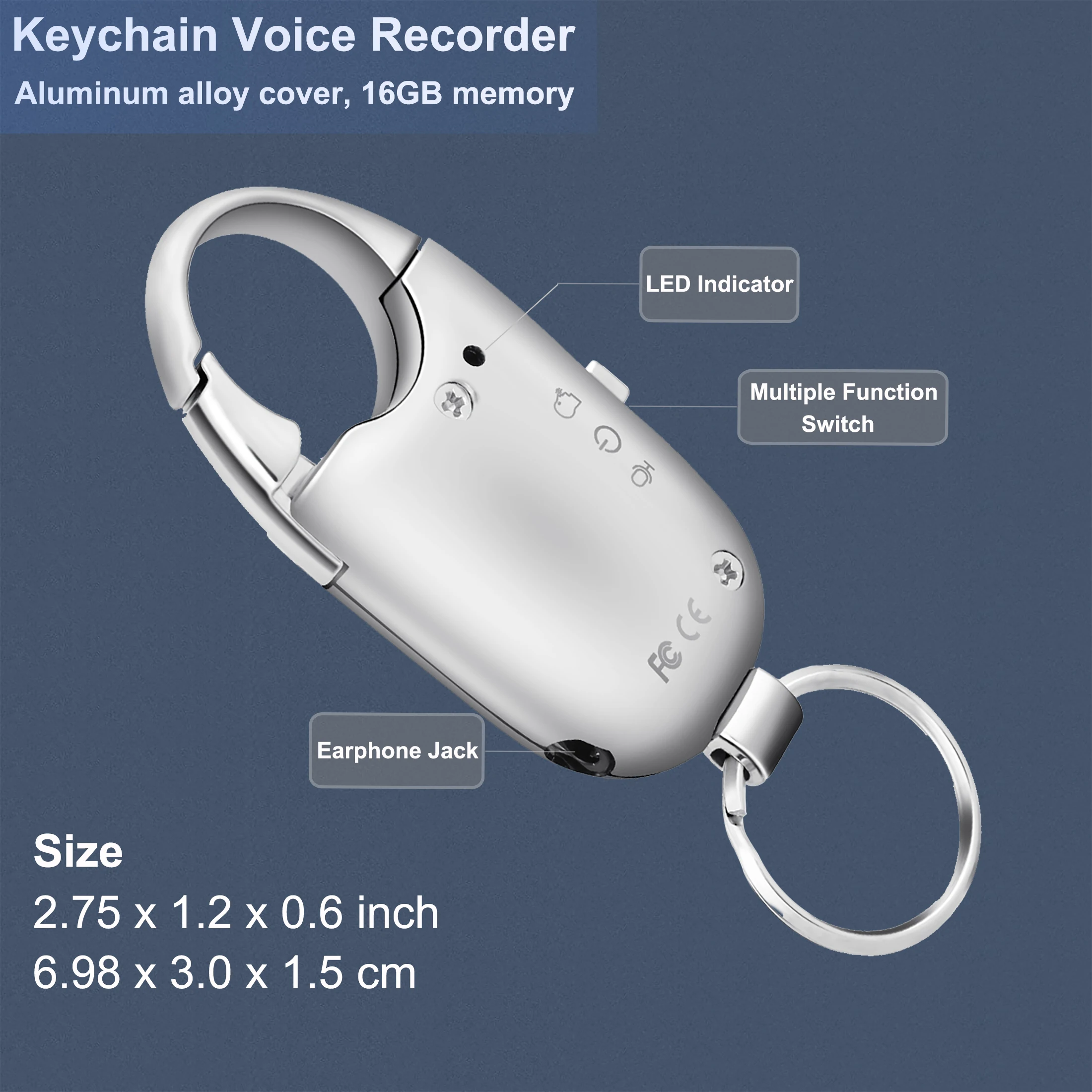 

Digital Voice Recorder Voice Activated Recording Intelligent Noise Reduction Mp3 Player Supports 15 hours of Recording 16GB