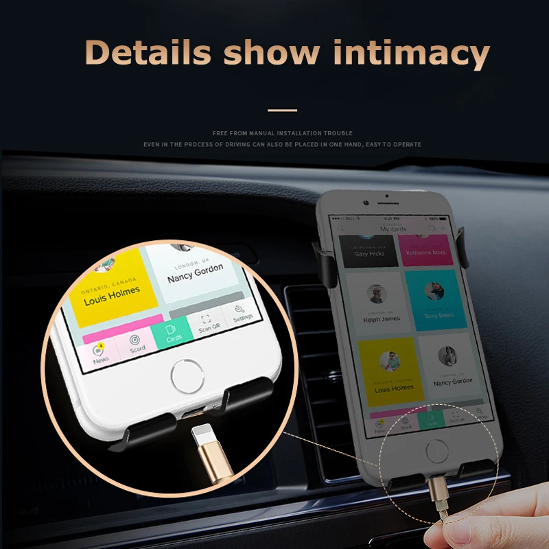 Olhveitra Gravity Air Vent Автомобильный держатель для мобильного телефона iPhone 11 Pro 7 8 OnePlus