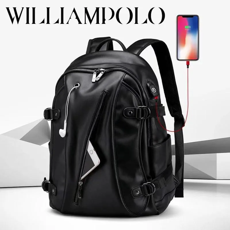 

WILLIAMPOLO Fashion Men Backpack for Laptop 15.6"USB Port Waterproof Travel Backpack Large Capacity College Student School Bags