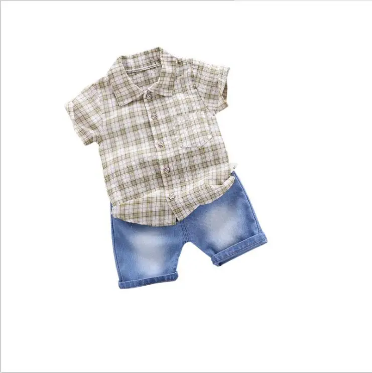 

Fashion Children Letter Cat Head T-Shirt Denim Shorts Cotton 2pcs/Sets Summer Clothes Kids Toddler Clothing Baby Suit Tracksuits