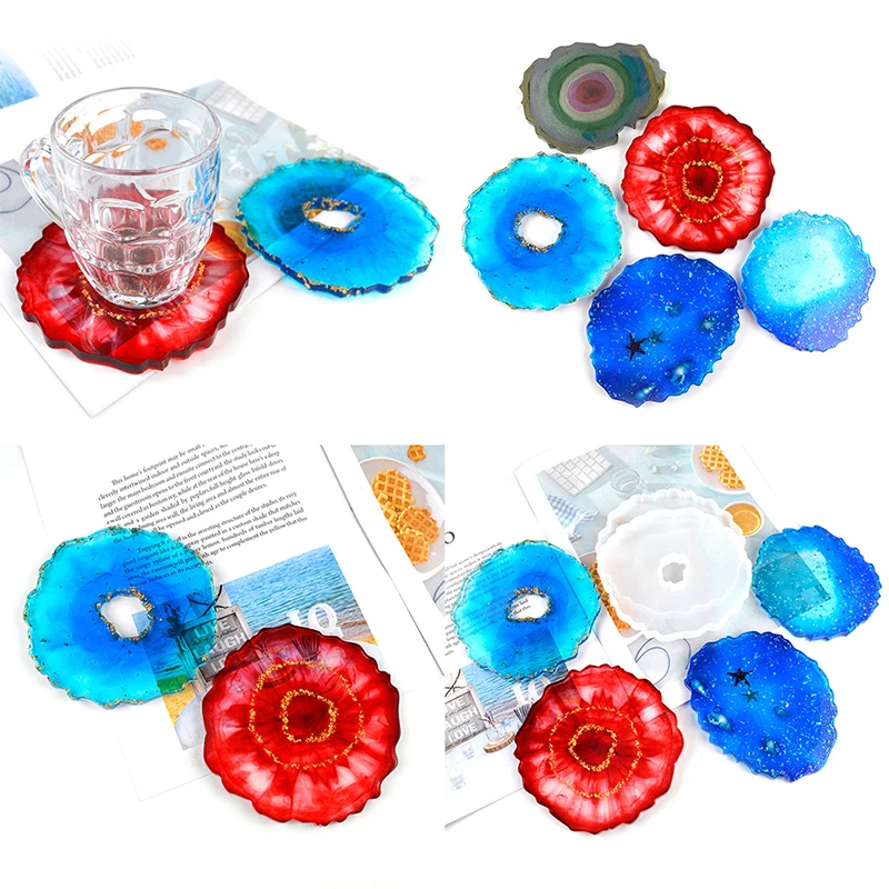 

Mirror Wave Coaster Mold UV Crystal Epoxy Resin Mould Glass Cup Dinnerware Tray Set DIY Silicone Mold For Handmade Craft