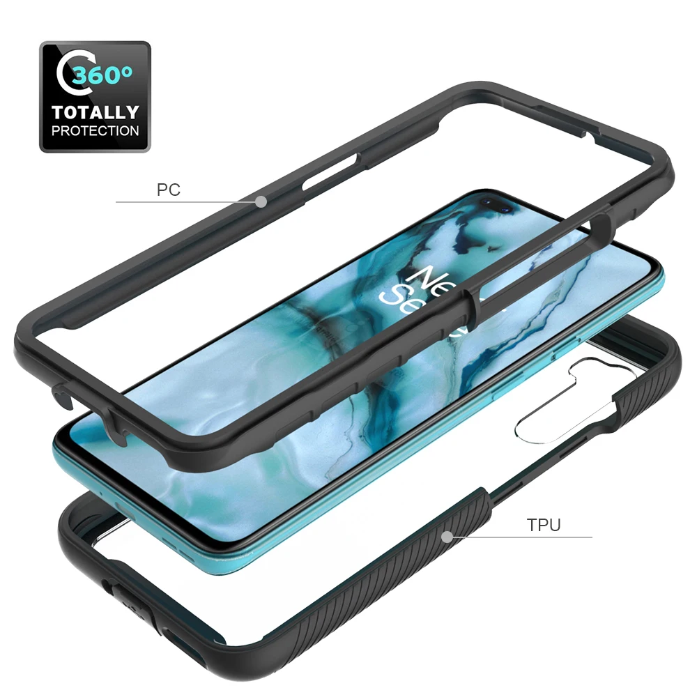 heavy protection dust proof anti fall color border transparent two in one phone case for oneplus 7t 8t 7 8 pro nord 5g tpu cover free global shipping