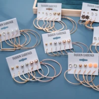 new korean earrings set punk big silver color hoop earrings for women geometric silver small metal earrings 2021 trend jewelry