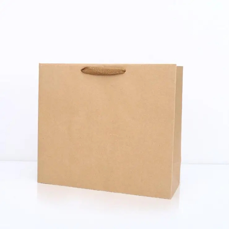 

10PCS/Lot Kraft Paper Bag With Handle Baby Shower Wedding Birthday Party Favor Gift Christmas New Year Shopping Package Food Bag