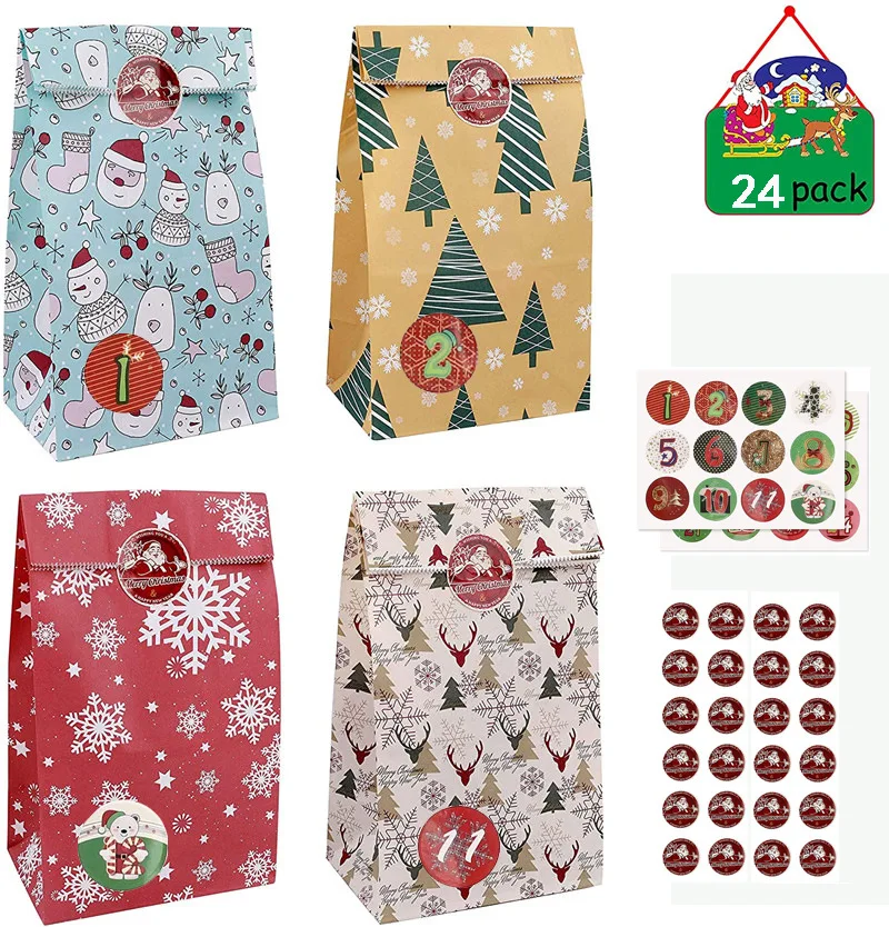 

Amazon Christmas Gift Bag Kraftpaper Candy Buggy Bag Christmas Baking Bag Coming Calendar Set