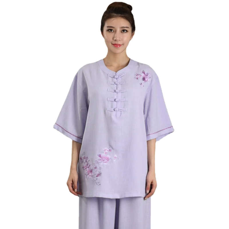 Одежда Wushu для женщин и мужчин униформа боевых искусств с вышивкой кунг-фу летняя