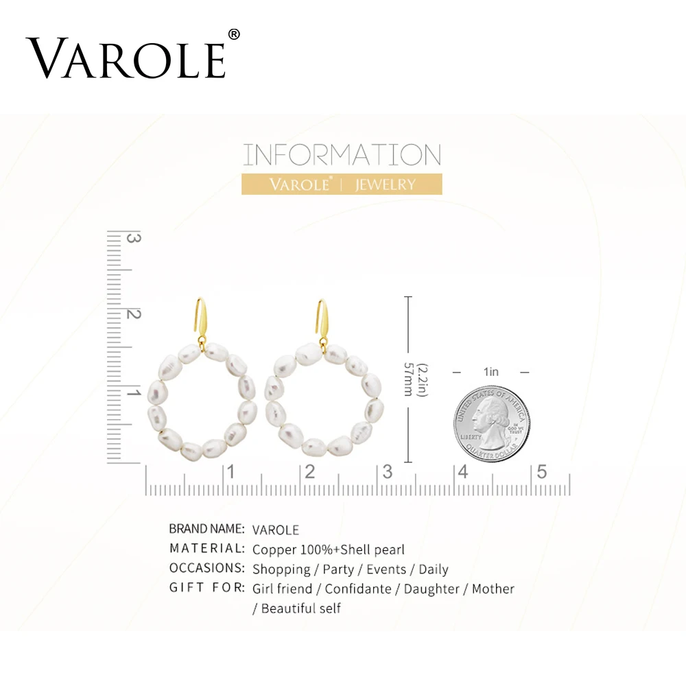Серьги из натурального жемчуга VAROLE для женщин золотистые круглые