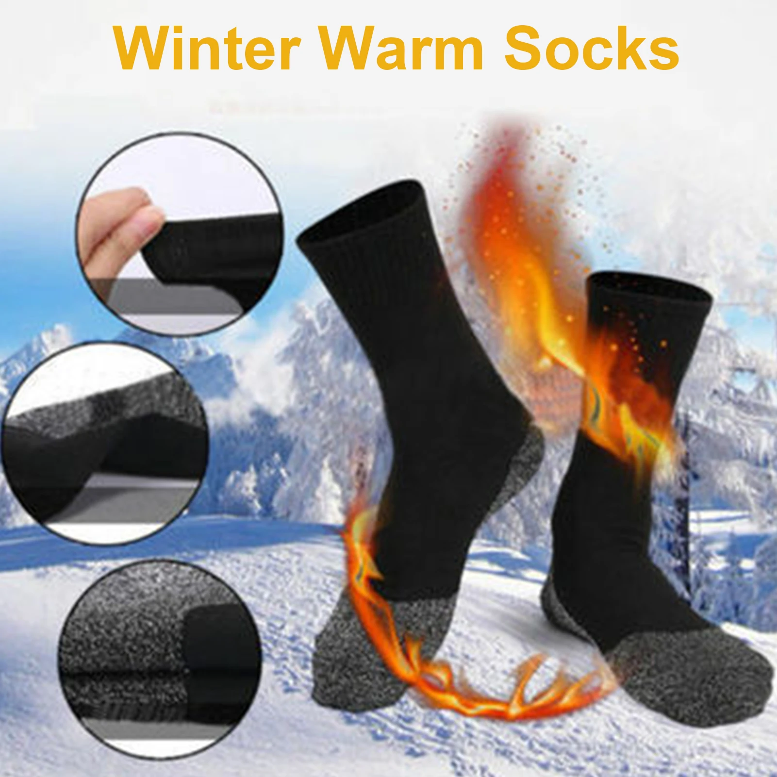 

1 Pair Of Winter Ski Stockings Winter Thermal Thicken Temperature Keeping Warm Ski Socks For Cycling Running Hiking Skiing