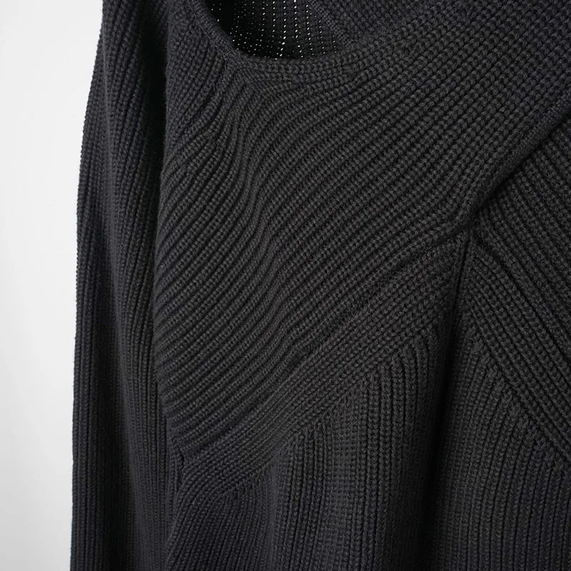 

HARLEYFASHION 2020 Autumn/Winter Black Sexy Criss-Cross Design Hollowed Pullovers For Women Long Sleeve Sweater Female