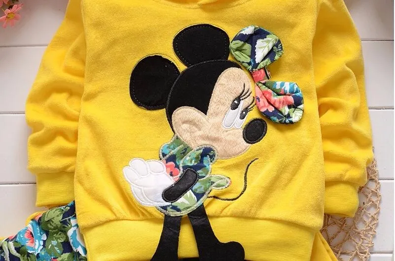 Одежда для маленьких девочек костюмы мыши Минни Весенний комплект одежды