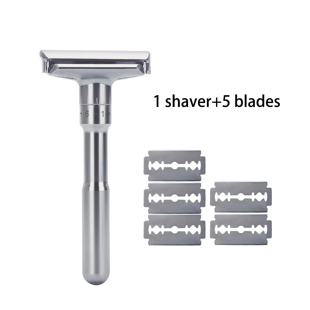 1shaver 5blades Безопасная бритва для мужчин, парикмахерские прямые бритвы, мужские бритвенные лезвия для бритья лица, бритвенный станок с основанием, Сменные бритвенные лезвия - Цвет: 1shaver 5blades