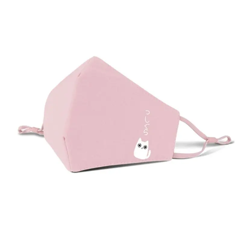 Розовый 6 Colors Women Girls Japanese Style Cotton Dust Mouth Mask Cute Cartoon Lying Meow Cat Candy Color Adjustable Earloop Respirator - Цвет: Розовый