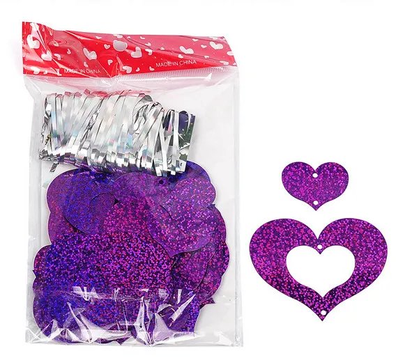 purple 100 шт./лот, фиолетовое сердце, лазер, расшитая блестками, подвеска в виде шара, романтическая, для свадьбы, комнаты, дня рождения, вечеринки, украшения, аксессуары для воздушного шара - Цвет: purple