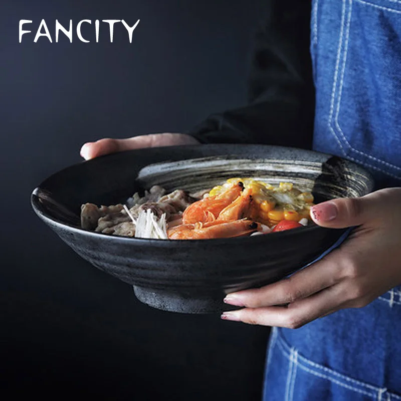 

FANCITY Creative Ceramic Tableware Hat Bowl Fruit Bowl Vegetable Bowl Salad Bowl Noodle Bowl Soup Bowl Japanese Large Ramen Bowl