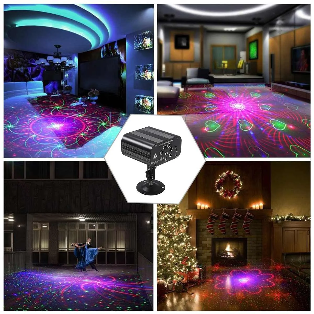 8 hole 128 Pattern Laser Light Holiday Garland Lighting Christmas Garland LED Lanpada For Christmas Home KTV Wedding Show