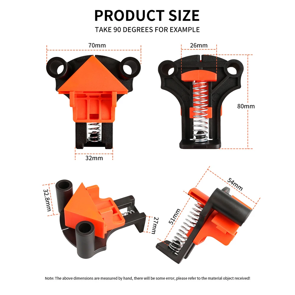 

1/4 pcs 90 Degree Right Angle Clamp Fixing Clips Picture Frame Corner Clamp Woodworking Hand Tool Angle Clamps Pipe Clamp
