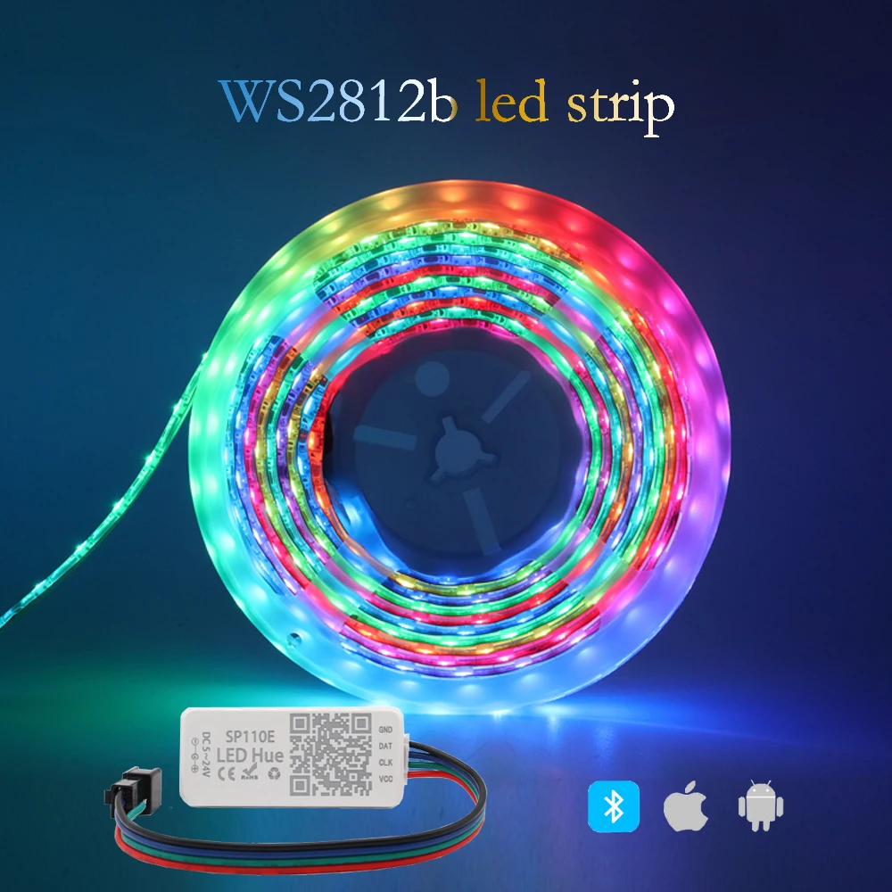 

WS2812B WS2812 RGB Led Strip Light SP110E (bluetooth pixel controller) Kit 60/144LEDs/m DC5V