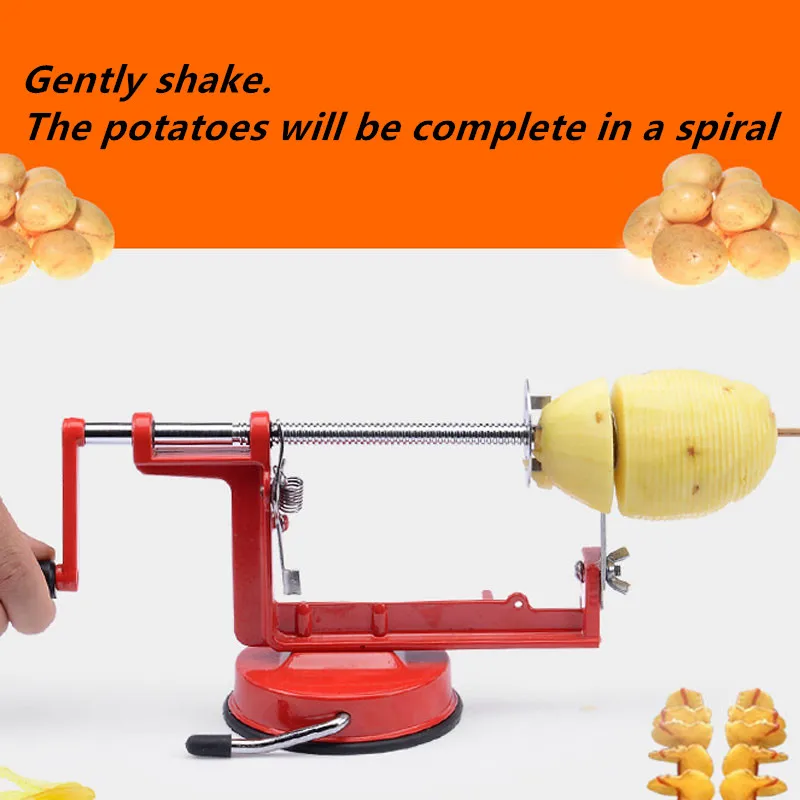 Ручная красная машина спиральная овощерезка из нержавеющей стали крученый