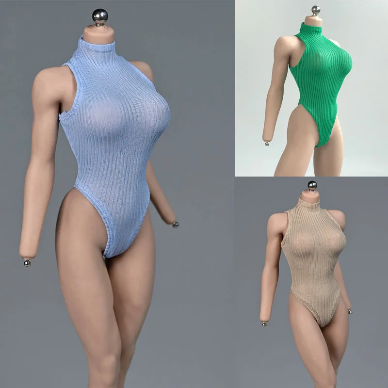 

TBLeague S12D 1/6 Female sexy Swimsuit green vest women black Sleeveless high-fork bodysuit for 12" PH Seamless Body jiaou doll