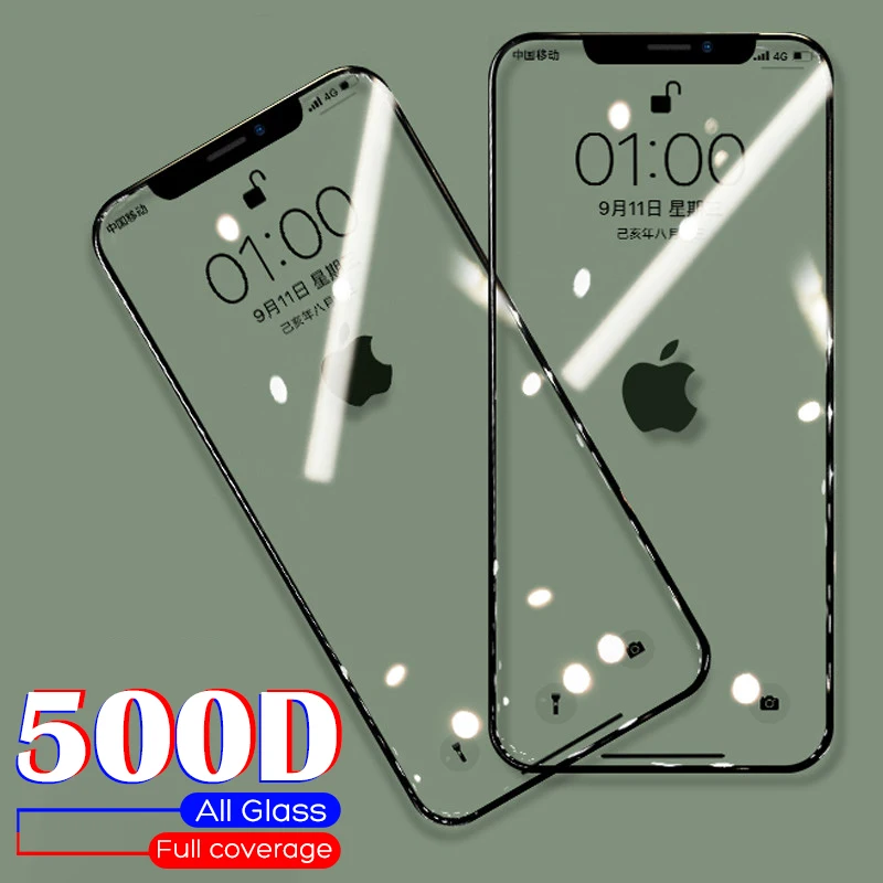 500D полное покрытие из закаленного стекла для iPhone 11 Pro Max стекло X XS Max XR Защитное стекло для экрана для iPhone 6 6s 7 8 Plus X пленка