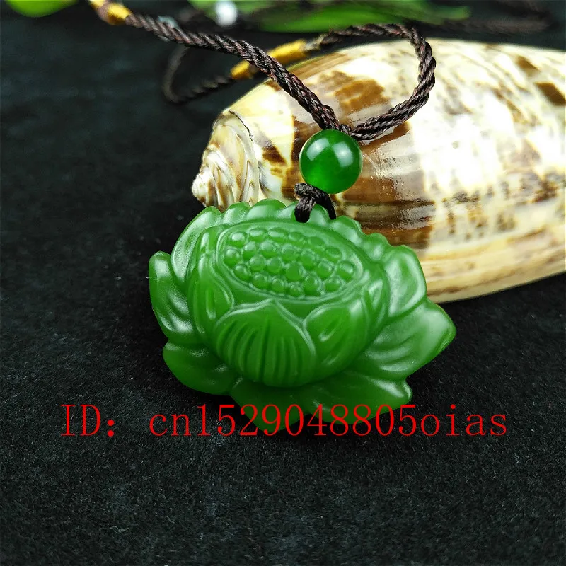 Натуральный зеленый китайский нефритовый Лотос кулон ожерелье модное