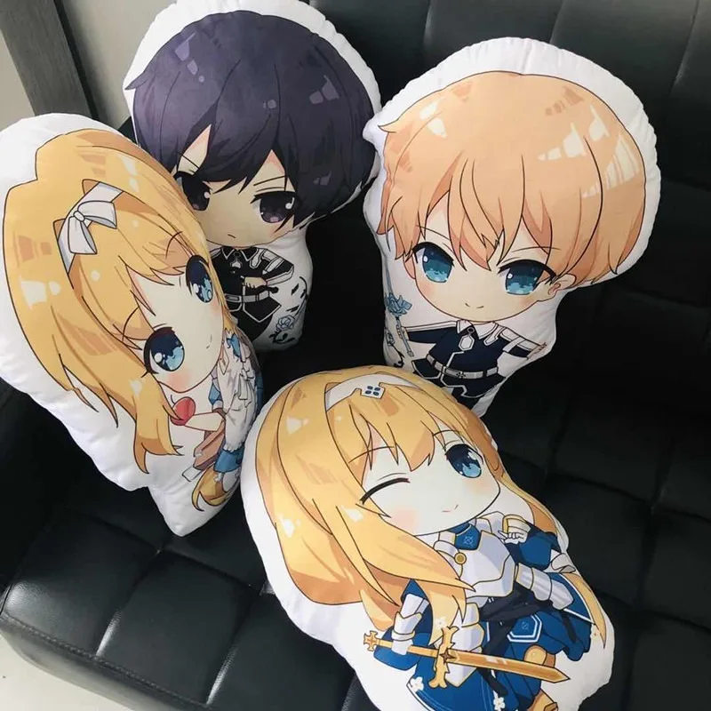 Anime Sword Art Online Plush Pillow Toy Cosplay SAO Asuna Kirito Sinon Kurain Short Stuffed Back Cushion Doll Gift | Игрушки и хобби