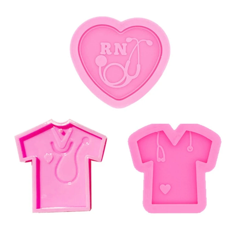 

3Pcs/Set DIY Crafts Crystal Epoxy Resin Mold Nurse Shirt Love Heart Stethoscope Keychain Pendant Casting Silicone Mould
