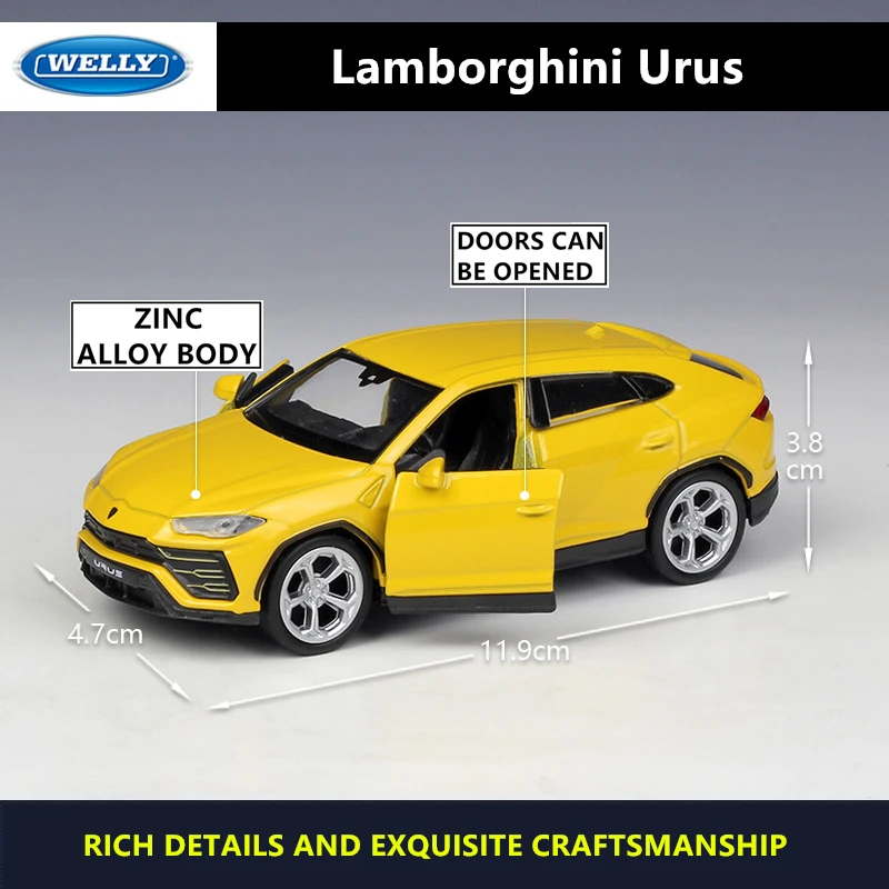Модель автомобиля из сплава WELLY 1:36 Lamborghini Urus коллекционная игрушка модель