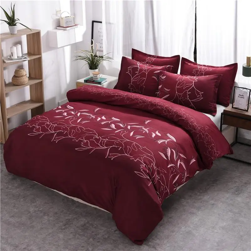 

Floral Bedding Sets Polyester Simple Flower Pattern Reactive Printing Queen King Size Duvet Cover Set Pillowcases 80174