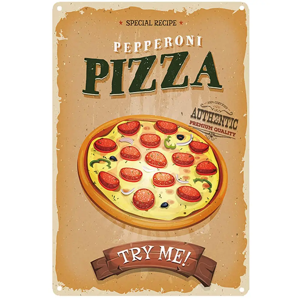 

Ретро дизайн пицца, искусство на стену, толстая жесть, печатный плакат, настенное украшение для кухни/ресторана