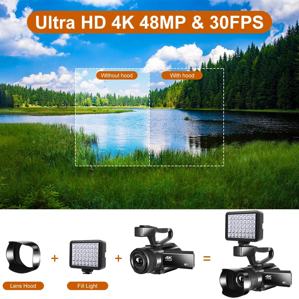 4K UHD видеокамера для прямой трансляции Facebook 48MP 30X цифровой зум 3 0 дюймовый