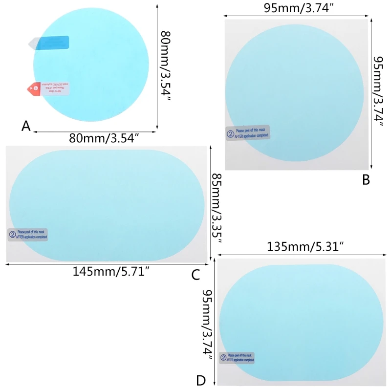 

1 Pair Car Anti Water Mist Film Anti Fog Coating Rainproof Hydrophobic Rearview Mirror Protective Film
