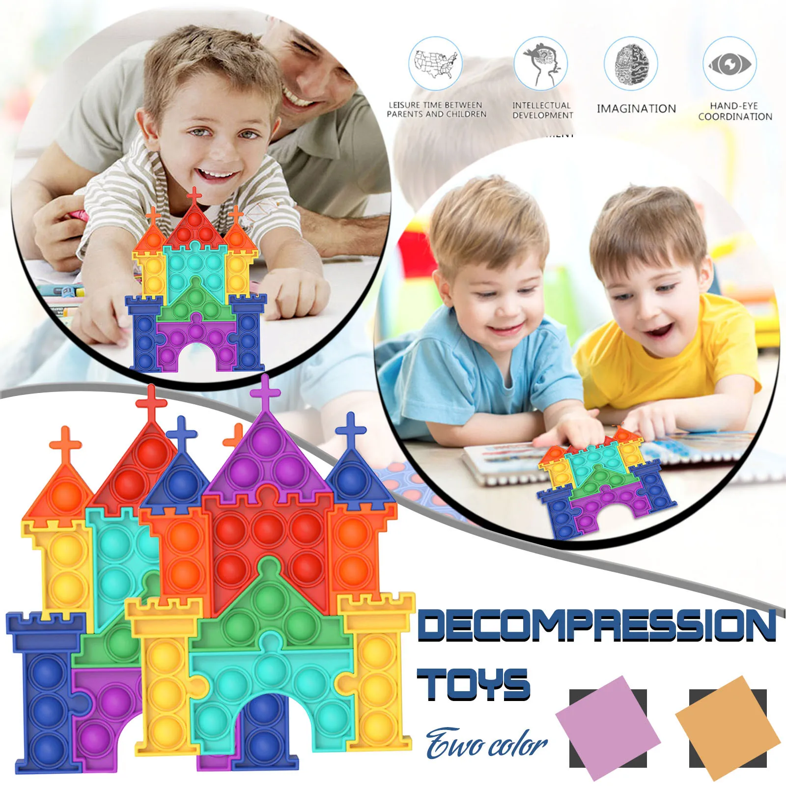 

Color Castle Decompression Bubble Toys Children’s Early Sensory Cognitive Decompression Toy Gift Adult Anxiety Needs Toys