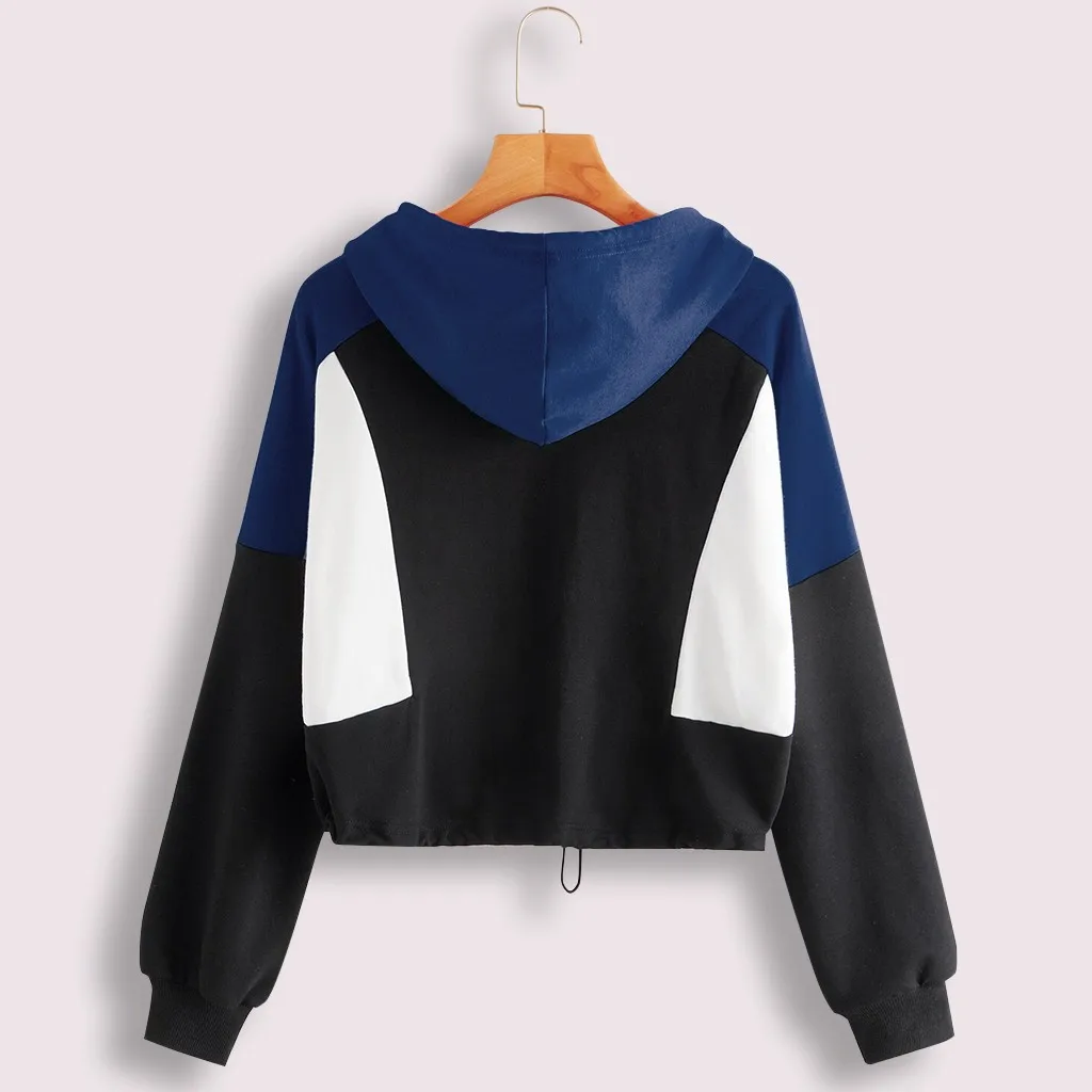 Куртки женские с длинным рукавом лоскутные тонкие облегающие костюмы капюшоном