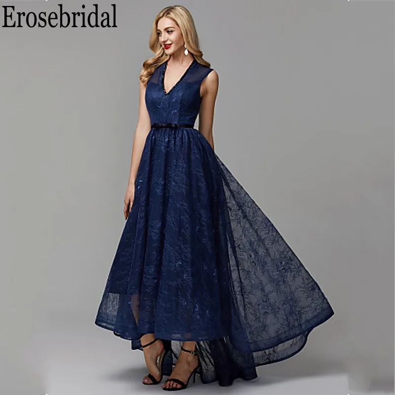 Erosebridal кружевное вечернее платье вечерние длинные темно-синее длинное вечернее платье для женщин кружевное платье на спине soiree
