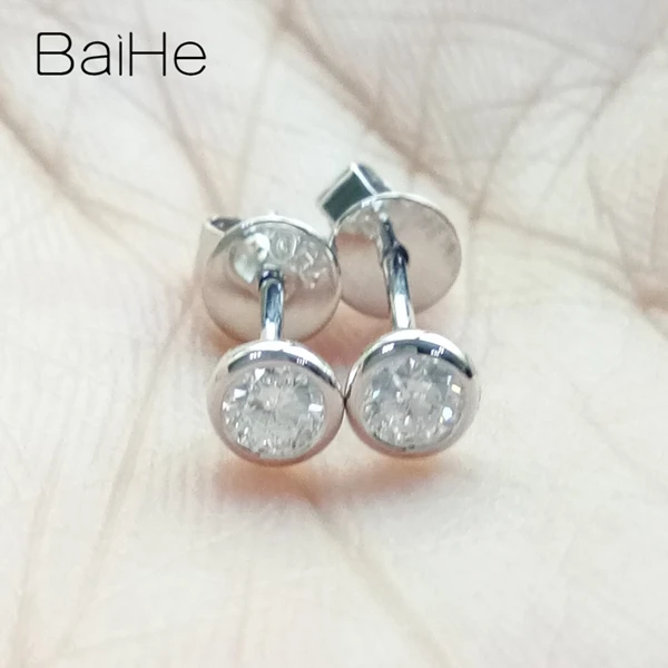 BAIHE, 18 К, белое золото, 0.20CT SI/H, натуральные бриллианты, хорошее ювелирное изделие, свадебный подарок, обручение, модные женские серьги-гвоздики