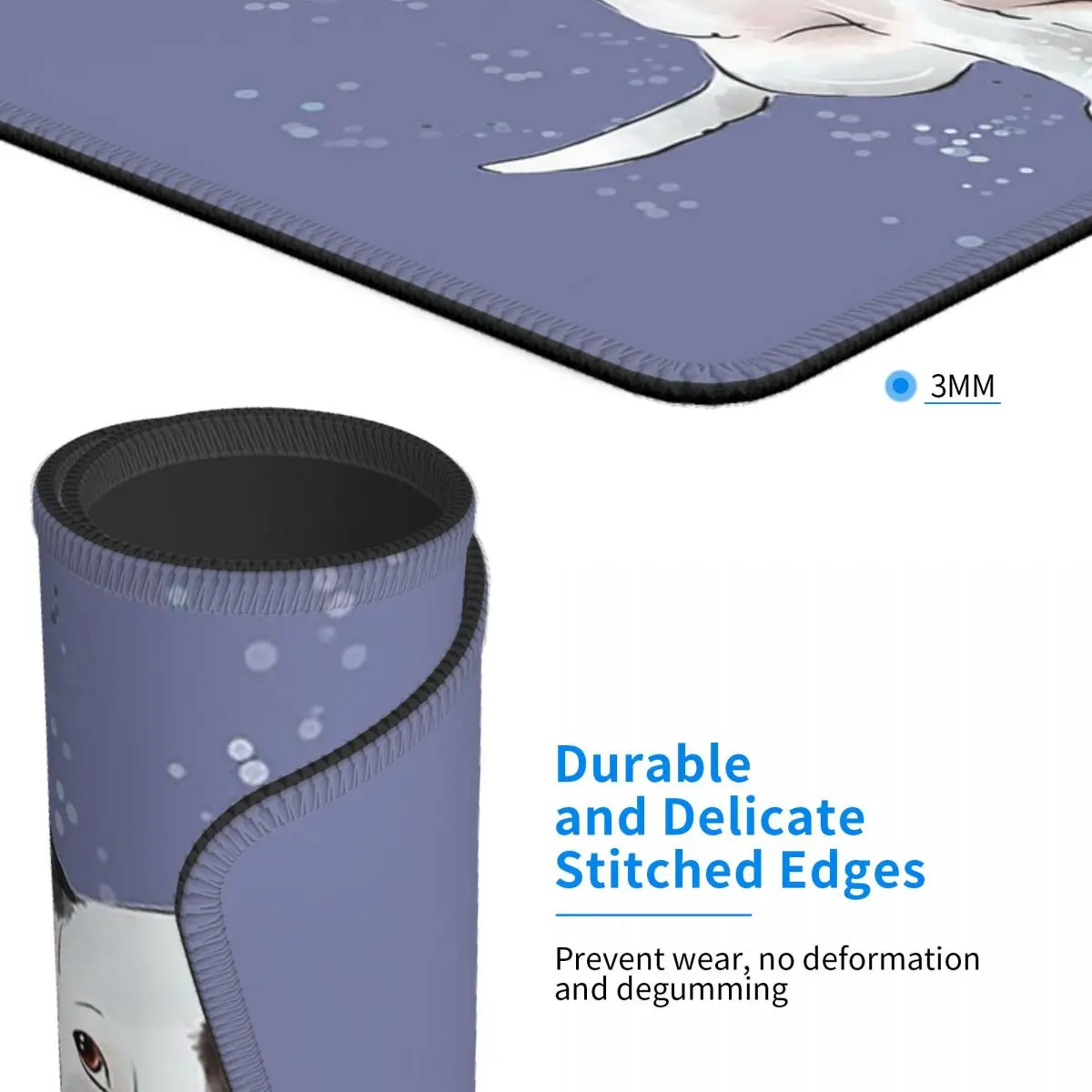 Английский коврик для мыши с рисунком собаки Бультерьера фиксирующимся краем