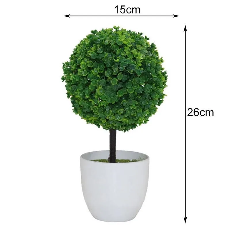 

1pc Sakura Snowball Simulation Plant With Pot Green Deco Artificial Plastic Home/garden/desk Art Tree Fake Plants Greenry S E1P8