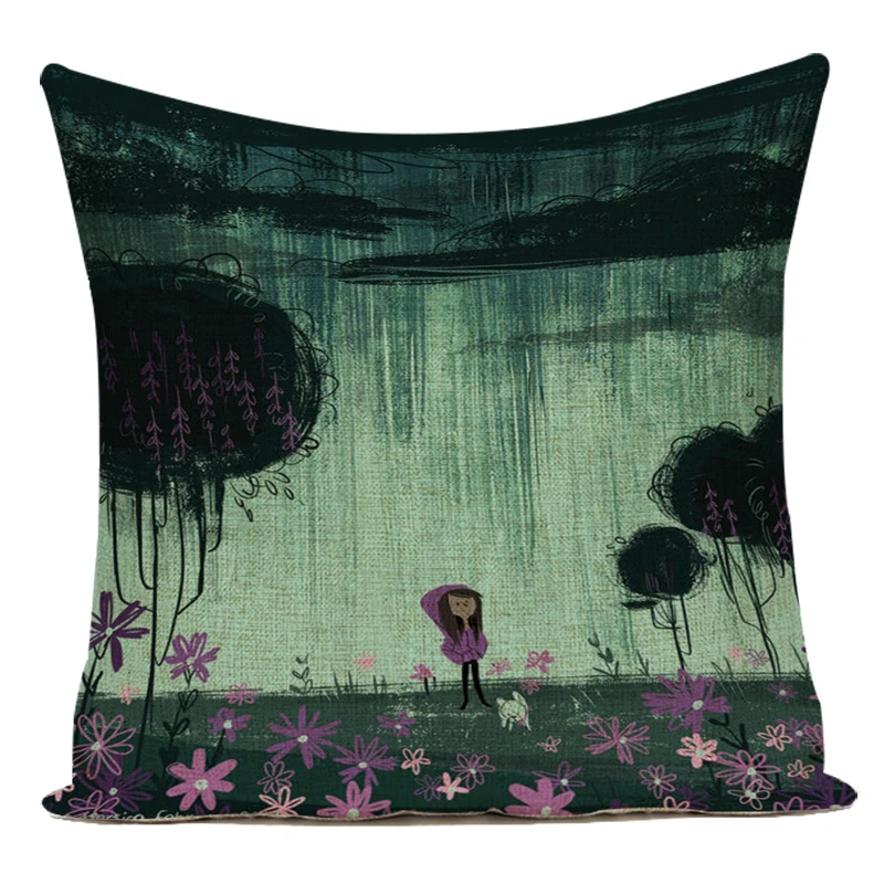 Полиэфирная квадратная наволочка декоративные цветочные животные подушка с