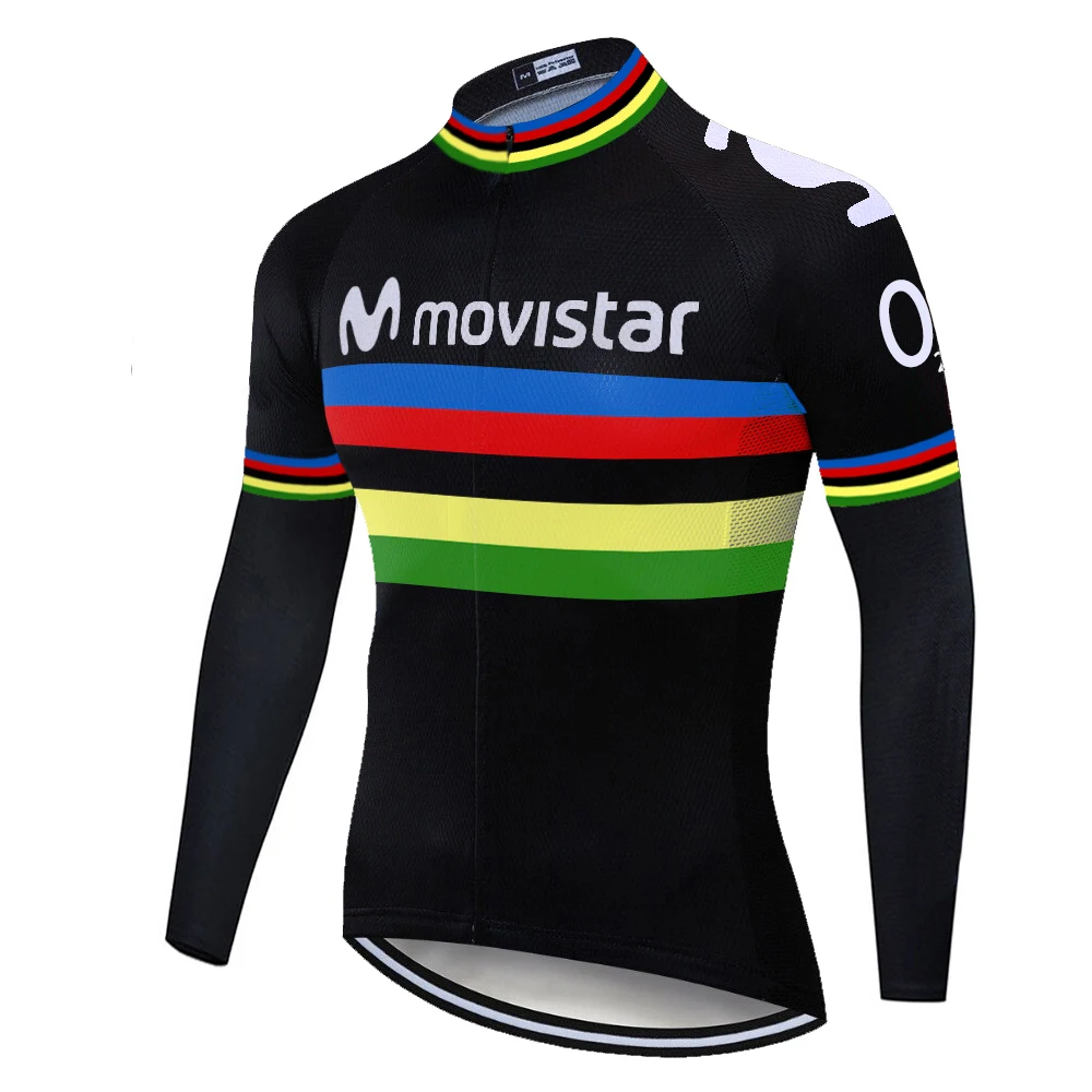 Новая велосипедная Джерси movistar с длинным рукавом летняя спиральная рубашка