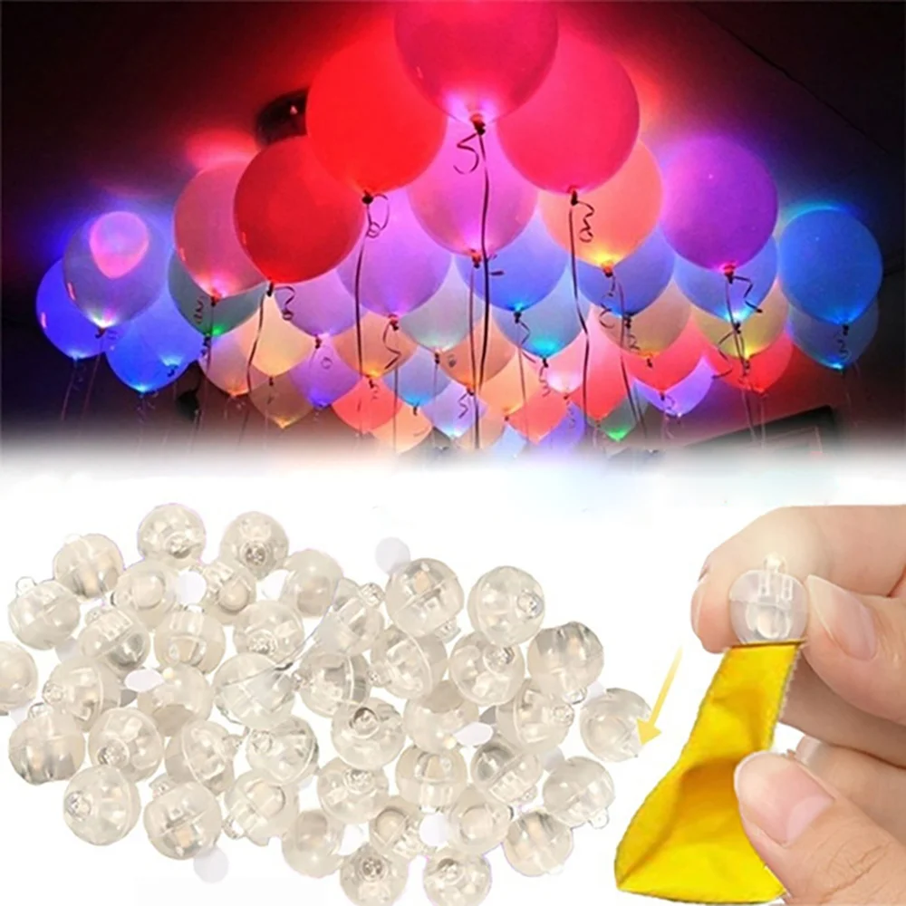 10Pcs Balloon Ball Light Round Ball 3D Lamp Night Light Luminous Ball LED Lights Decorative Battery Waterproof Light Bulb
