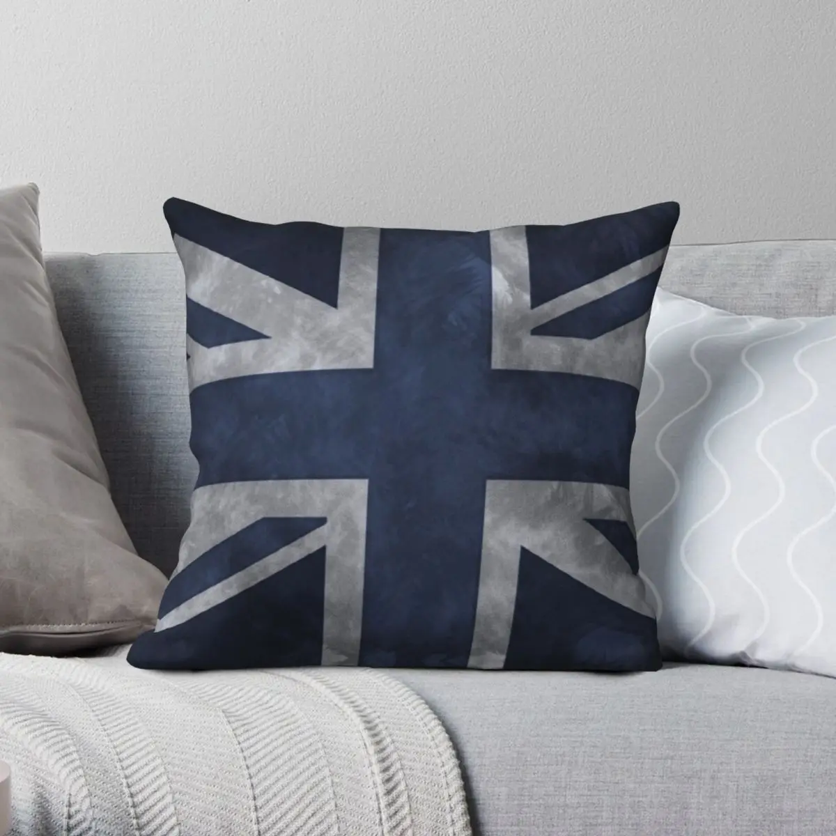 Голубой чехол для подушки Union Jack квадратная подушка из полиэстера и льна