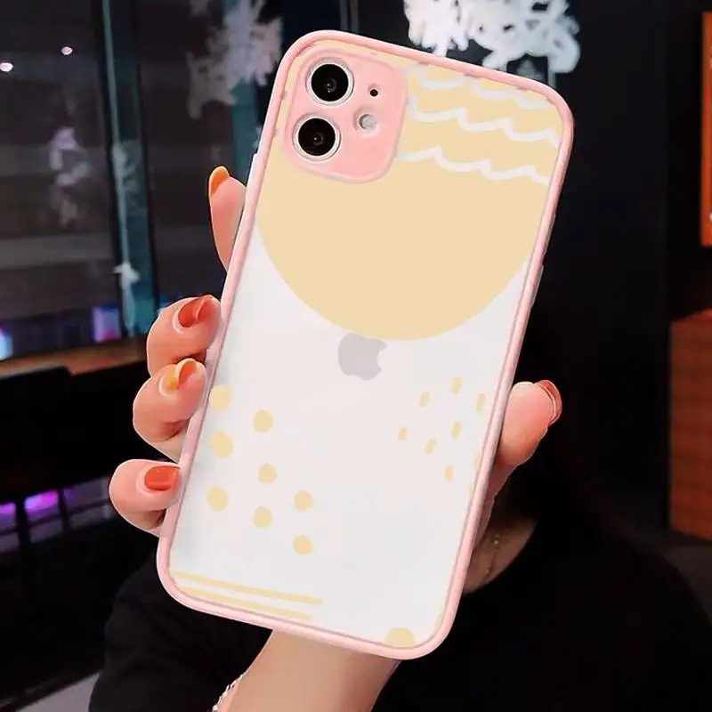 

Art Abstract Phone Case For iPhone 12 11 Mini Pro XR XS Max 7 8 Plus X Matte transparent Pink Back Cover