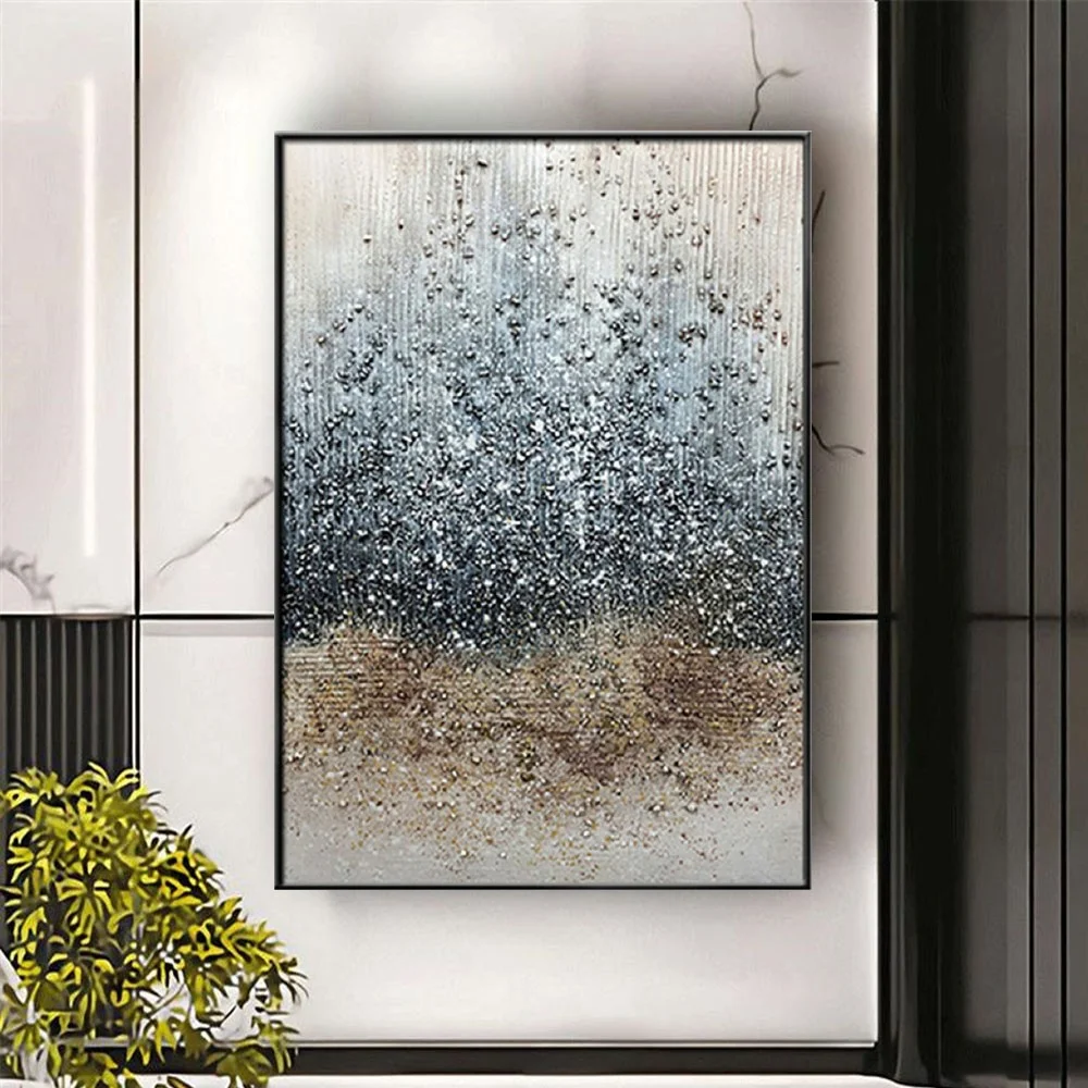 

100% Hand-Painted Starry Sky Oil Painting Abstract Grainy Texture Canvas Poster Modern Home Decor Pattern New Designed Mural