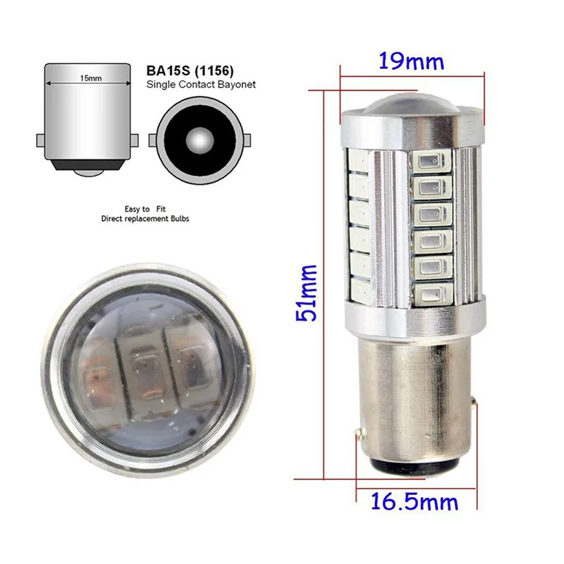 

1156 BA15S P21W 1157 LED BAY15D 33SMD Brake Lights source LED Car Light Bulb While Red Yellow