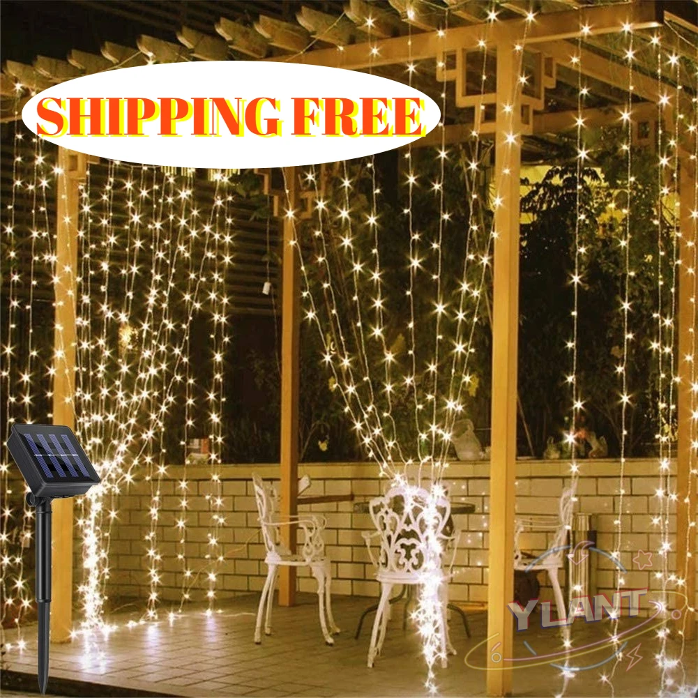 

3x3M Solar led String light Outdoor Fairy Curtain Lights Garland Window Christmas Decoration for Home Garden Party Solar Lamp