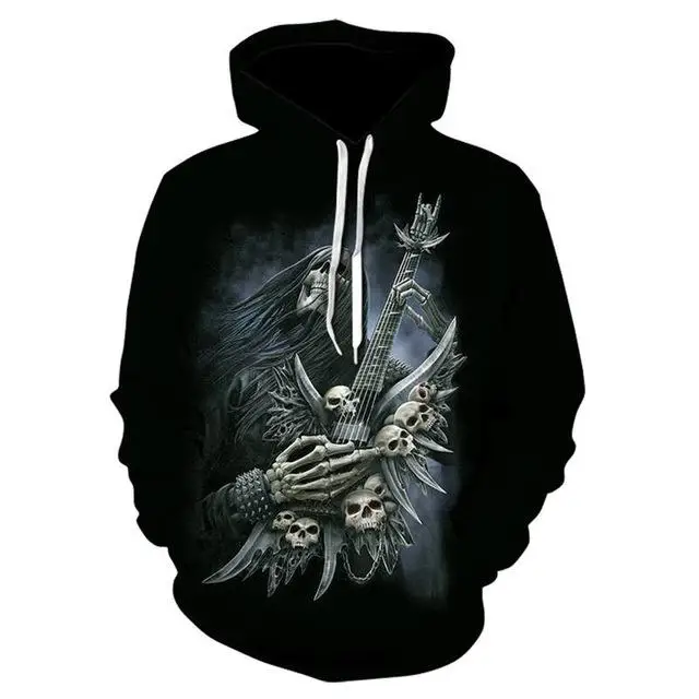 

Spring and Autumn Quality Men's and Women's Hooded Loose Sportswear 3d Skull Print Hooded Sweatshirt 2021 Gothic Skull Jacket