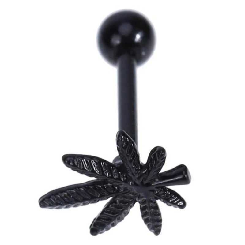 Горячая распродажа металлические черные конопляные листья для пирсинга языка