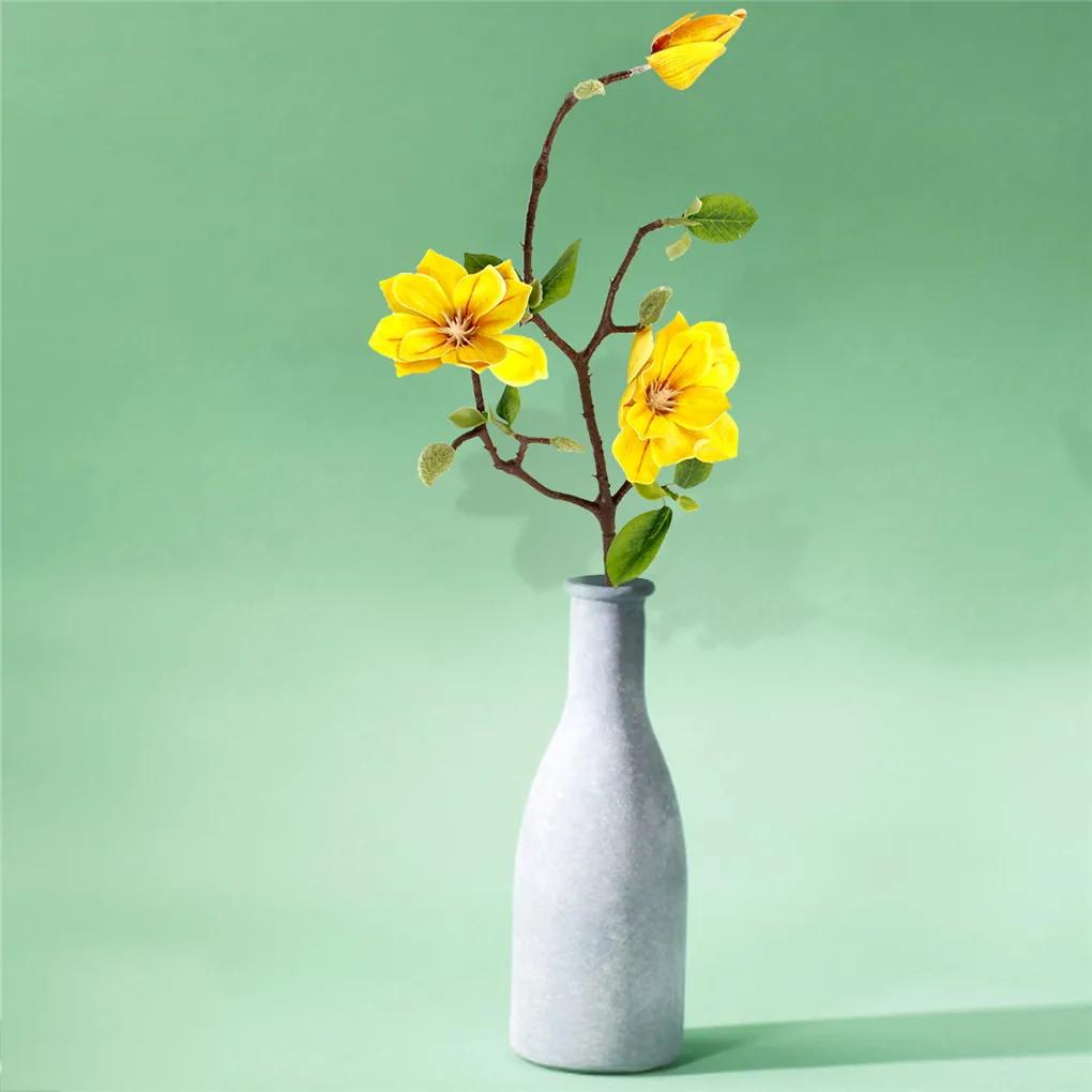 Искусственные цветы на 3 головки имитация ветки букет цветов с листьями