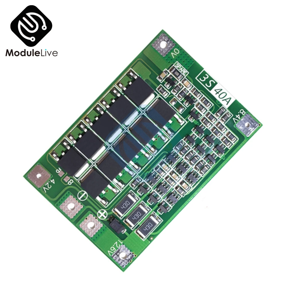 3S 40A Cell 11.1V 12.6V 18650 26650 Polymer Lithium Battery Protection Board For Drill Current Balance Module Electronic | Инструменты